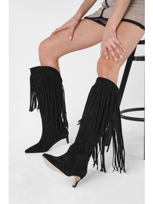 Mio Gusto Nikki Siyah Renk Püsküllü Kadın Çizme