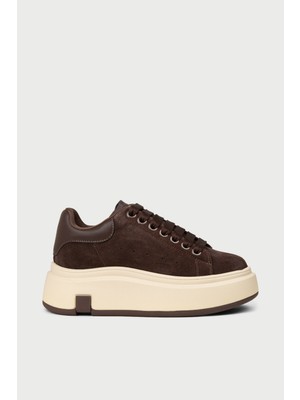 Deery Kadın Hakiki Süet Kahverengi Sneaker - 25361ZKHVC01
