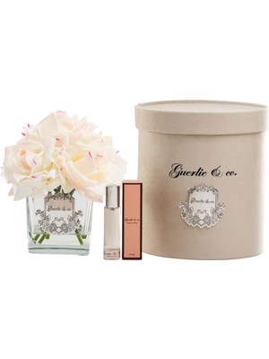 Guerlie and Co. Guerlieandco Krem Pembe 5 Gül Kare Cam Gümüş