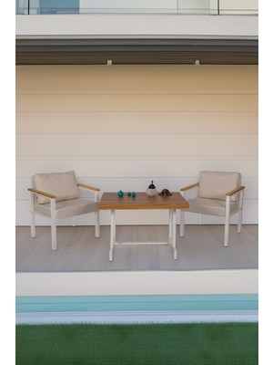 Neokas Metal Bahçe Oturma Grubu, Balkon Takımı, Kafe Koltuğu, Bekleme Alanı Koltuğu, 1 + 1 + Masa