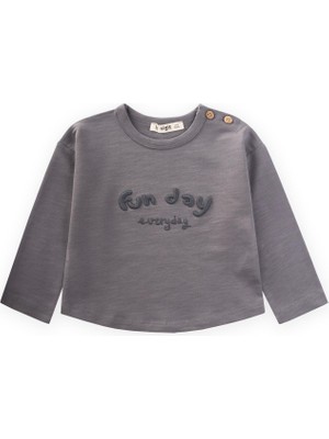Nakışlı Sweatshirt 1-5 Yaş Gri