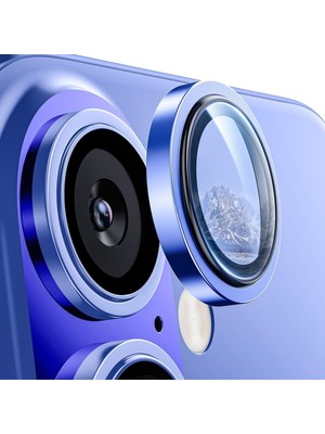 (Kaliteyi Bozmaz) iPhone 16 / 16 Plus Uyumlu Safir Kamera Lacivert Lens Koruyucu Kolay Kurulum Aparatlı