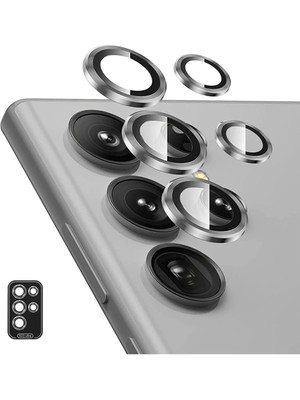 (Kaliteyi Bozmaz) Samsung S24 Ultra Uyumlu Safir Kamera Gri Lens Koruyucu Takma Aparatlı Kolay Kurulum