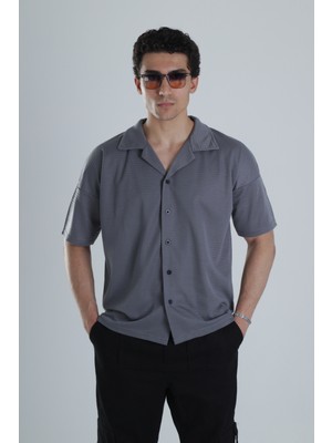 Erkek Antrasit Gofre Gömlek