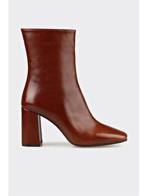 Kahve Deri Kadın Klasik Bot