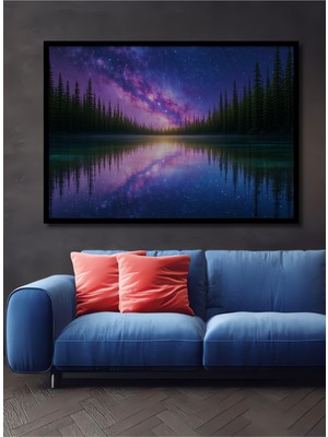 Çerçeve Görünümlü Yıldız Tozu Yağlı Boya Görünümlü Dekoratif Ahşap Ev/işyeri/ofis Kare Tablo