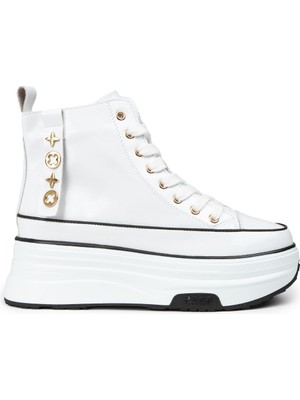 Deery Kadın Beyaz Rugan High Top Sneaker - 25336ZBYZC01