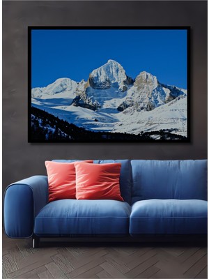 Çerçeve Görünümlü Buzul Dağı Yağlı Boya Görünümlü Dekoratif Ahşap Ev/işyeri/ofis Kare Tablo