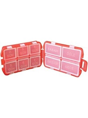 Hap Kabı Saklama Haftalık Kırmızı Açılabilir