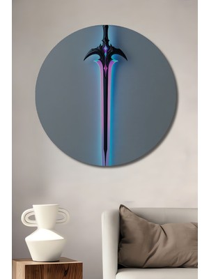 Neon Işıltılı Kılıç Dekoratif Ahşap Ev/işyeri/ofis Yuvarlak Tablo