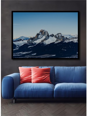 Çerçeve Görünümlü Muhteşem Dolomitler Sulu Boya Görünümlü Dekoratif Ahşap Ev/işyeri/ofis Kare Tablo