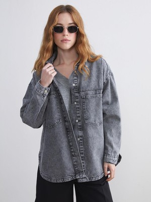 Kadın Jean Gömlek Ceket  (W5)