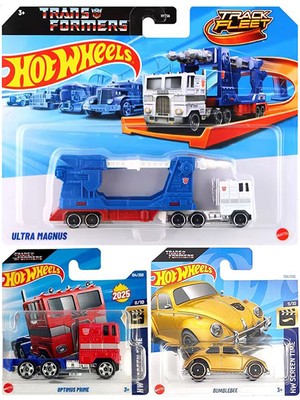 3 Araç Transformers Set - Hot Wheels Optimus Prime & Bumblebee & Ultra Magnus (1/64)