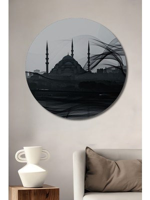 Istanbul Silüeti Modern Çizgiler Dekoratif Ahşap Ev/işyeri/ofis Yuvarlak Tablo