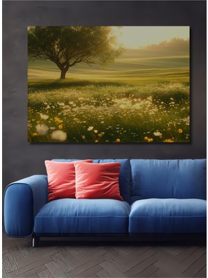 Altın Işıklar Yağlı Boya Görünümlü Doğa Ev/işyeri/ofis Dekoratif Ahşap Kare Tablosu