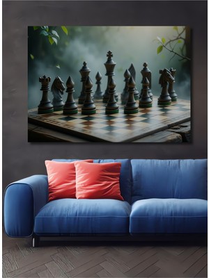Doğanın Satranç Dansı Yağlı Boya Görünümlü Dekoratif Ahşap Ev/işyeri/ofis Kare Tablo