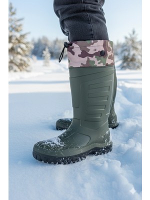 Serabien Soğuk-Sıcak Izolasyonlu Şok Emici Kaymaz Tabanlı Eva Kauçuk Çizme Yeşil