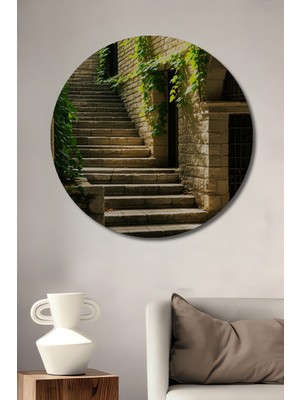 Yeşilin Rüyası Taş Merdivenler Dekoratif Ahşap Ev/işyeri/ofis Yuvarlak Tablo