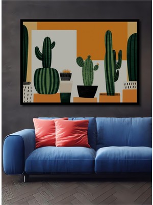 Çerçeve Görünümlü Kaktüsler Diyarı Modern Sanat Dekoratif Ahşap Dekoratif Ev/işyeri/ofis Kare Tablo