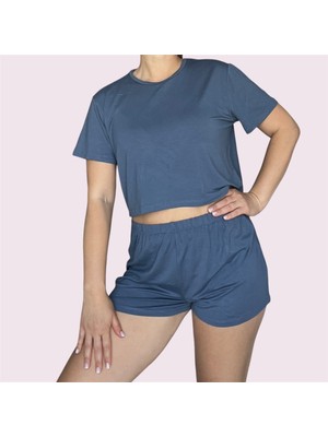 Merlot T-Shirt Şort Örme Pijama Takımı
