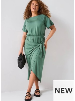 Merlot Bağlama Detaylı Örme Elbise