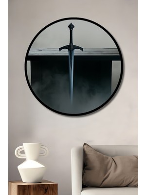 Çerçeve Görünümlü Efsanevi Kılıç Dekoratif Ahşap Görünümlü Ev/işyeri/ofis Yuvarlak Tablo