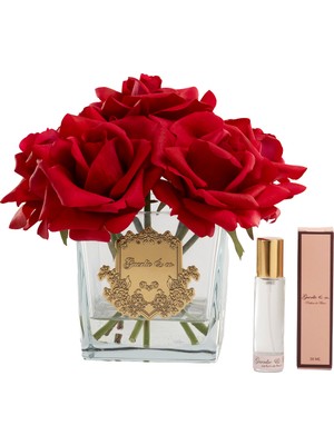 Guerlieandco. Kırmızı 7 Gül Kare Cam Gold