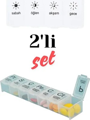 Hasby Günlük ve Haftalık Kutusu Seti Kutusu Düzenleyici Hap Kutusu Vitamin Saklama Kutusu