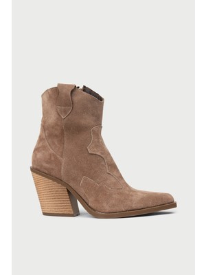 Deery Kadın Hakiki Süet Vizon Rengi Western Bot - Z1611ZVZNC01