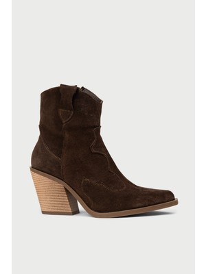 Deery Kadın Hakiki Süet Kahverengi Western Bot - Z1611ZKHVC01