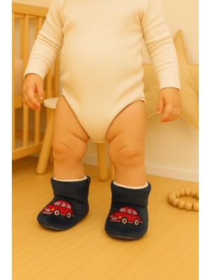 Bebek & Çocuk Kaydırmaz Tabanlı Ev Botu / Panduf / Kışlık Peluş Araba Figürlü Bot