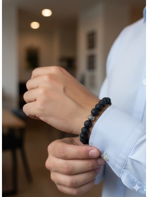 Kişiselleştirilmiş Ahşap Kutulu Lav  Doğal Taş Bileklik Unisex Erkek Kadın Hediyelik Takı