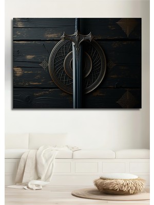 Kılıç ve Kalkan Mitolojik Dekoratif Ahşap Dekoratif Ev/işyeri/ofis Kare Tablo
