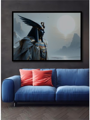 Çerçeve Görünümlü Firavun Tutankamon Yağlı Boya Görünümlü Dekoratif Ahşap Ev/işyeri/ofis Kare Tablo