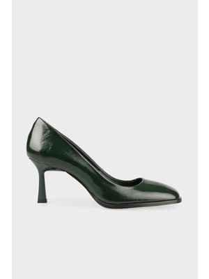 Haki Deri Kadın Ayakkabı