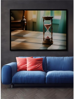 Çerçeve Görünümlü Dekoratif Ahşap Üzerine Zamanın Akışı Yağlı Boya Görünümlü Işyeri/ofis Kare Tablo