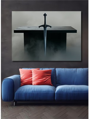 Efsanevi Kılıç Dekoratif Ahşap Görünümlü Ev/işyeri/ofis Kare Tablo