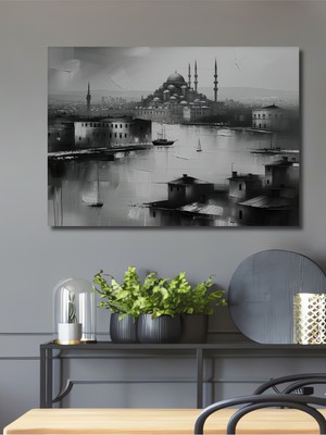 Istanbul Boğazı Yağlı Boya Görünümlü Dekoratif Ahşap Ev/işyeri/ofis Kare Tablo