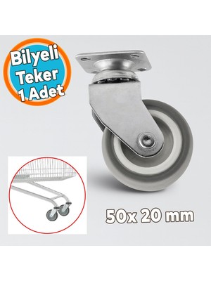 Ofis Koltuk Tekeri Vidalı Yük Taşıma Alışveriş Sepeti Mobilya Tablalı Teker 50 mm x 20 mm Gri