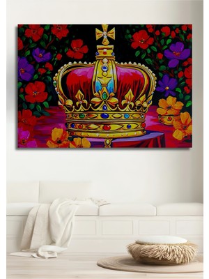 Kraliyet Tacı Çiçek Bahçesi Yağlı Boya Görünümlü Dekoratif Ahşap Ev/işyeri/ofis Kare Tablo