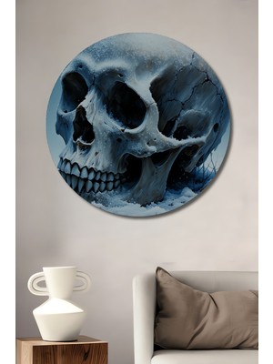 Karda Ölümün Maskesi Yağlı Boya Görünümlü Dekoratif Ahşap Ev/işyeri/ofis Yuvarlak Tablo