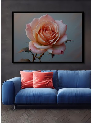 Çerçeve Görünümlü Pembe Gül Yağlı Boya Görünümlü Sanat Ev/işyeri/ofis Dekoratif Ahşap Kare Tablo