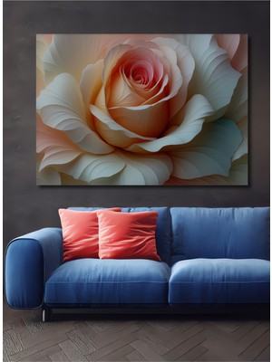 Büyülü Pembe Gül Yağlı Boya Görünümlü Dekoratif Ahşap Ev/işyeri/ofis Kare Tablo