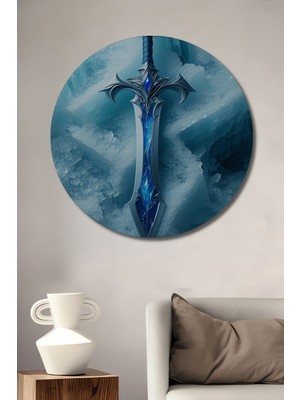 Buz Kılıcı Dijital Sanat Dekoratif Ahşap Ev/işyeri/ofis Yuvarlak Tablo