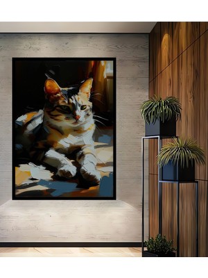 Çerçeve Görünümlü Yağlı Boya Görünümlü Siyam Kedisi Sanat Ev/işyeri/ofis Dekoratif Ahşap Kare Tablo