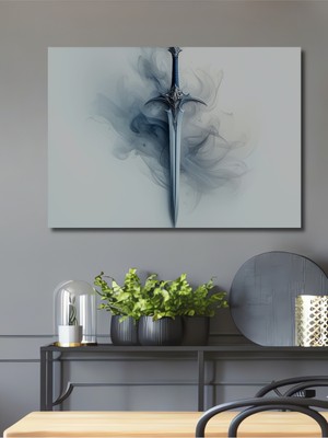 Efsanevi Kılıç Dumanlı Dijital Sanat Dekoratif Ahşap Ev/işyeri/ofis Kare Tablo