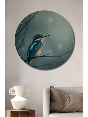 Sulu Boya Görünümlü Muhteşem Yalı Çapkını Dekoratif Ahşap Ev/işyeri/ofis Yuvarlak Tablo