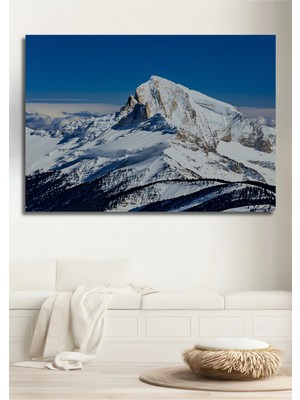 Buzul Dorukları Yağlı Boya Görünümlü Dekoratif Ahşap Ev/işyeri/ofis Kare Tablo