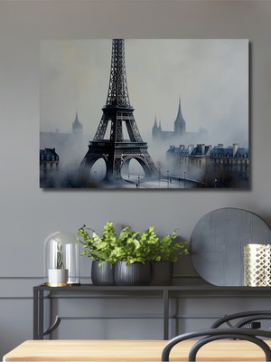Sisli Paris Eyfel Kulesi Sulu Boya Görünümlü Dekoratif Ahşap Ev/işyeri/ofis Kare Tablo
