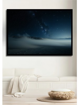 Çerçeve Görünümlü Mistral Gece Rüyası Manzarası Dekoratif Ahşap Ev/işyeri/ofis Kare Tablo